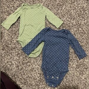Carter's Green and Blue Polka Dot Bodysuits